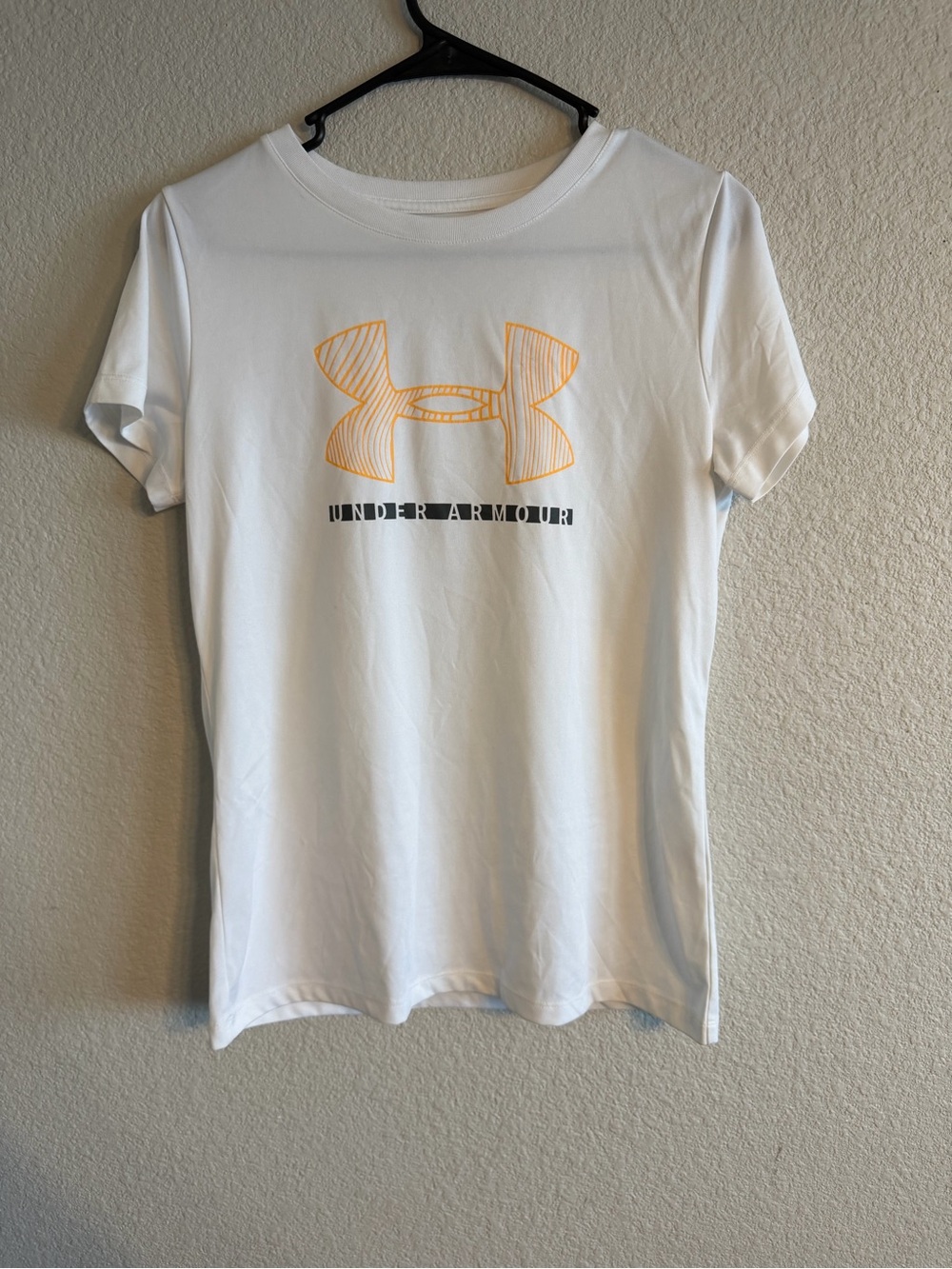 Under Armour White Short Sleeve Tee with Yellow Logo